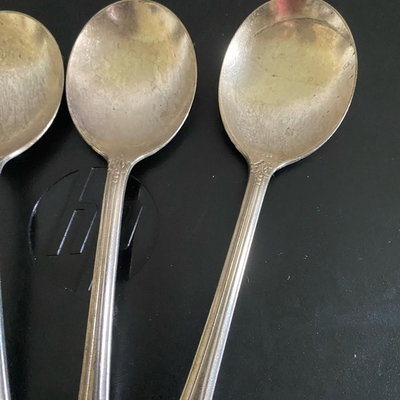 Vintage 4 National Silver Guildcraft Concerto 1944 MCM Regency Soup Spoon Set - Picture 4 of 13